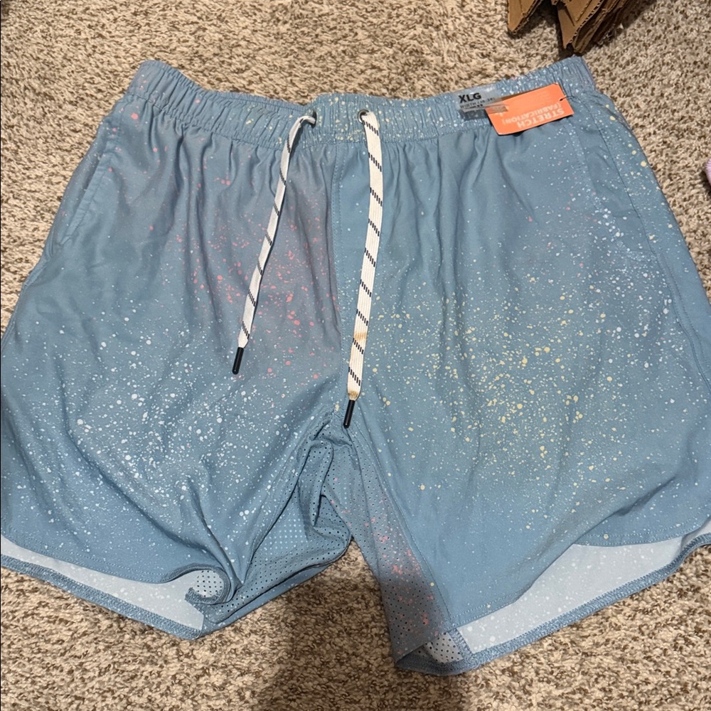 Blue Splatter Swim Shorts or day shorts - super soft size Xlarge brand new